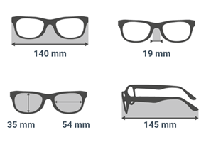 Dimensiones de las gafas